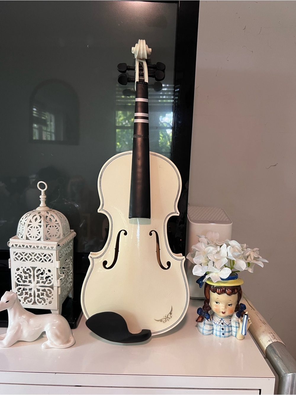 White Real (no strings attached!) Violin Accent for Home Decor